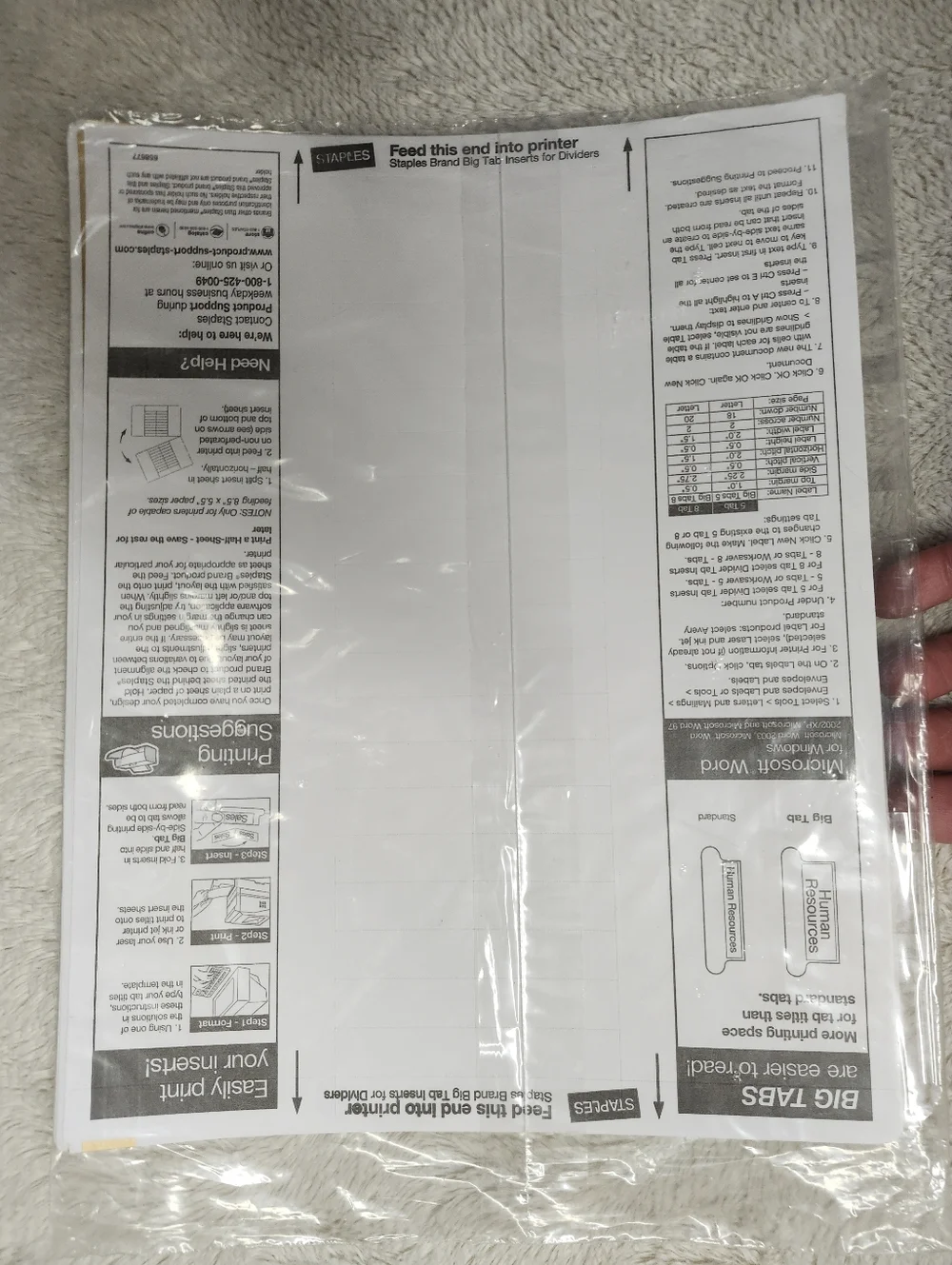 • Staples 8-Tab Insertable Paper Dividers Clear Tabs Item# 462762 Letter Size